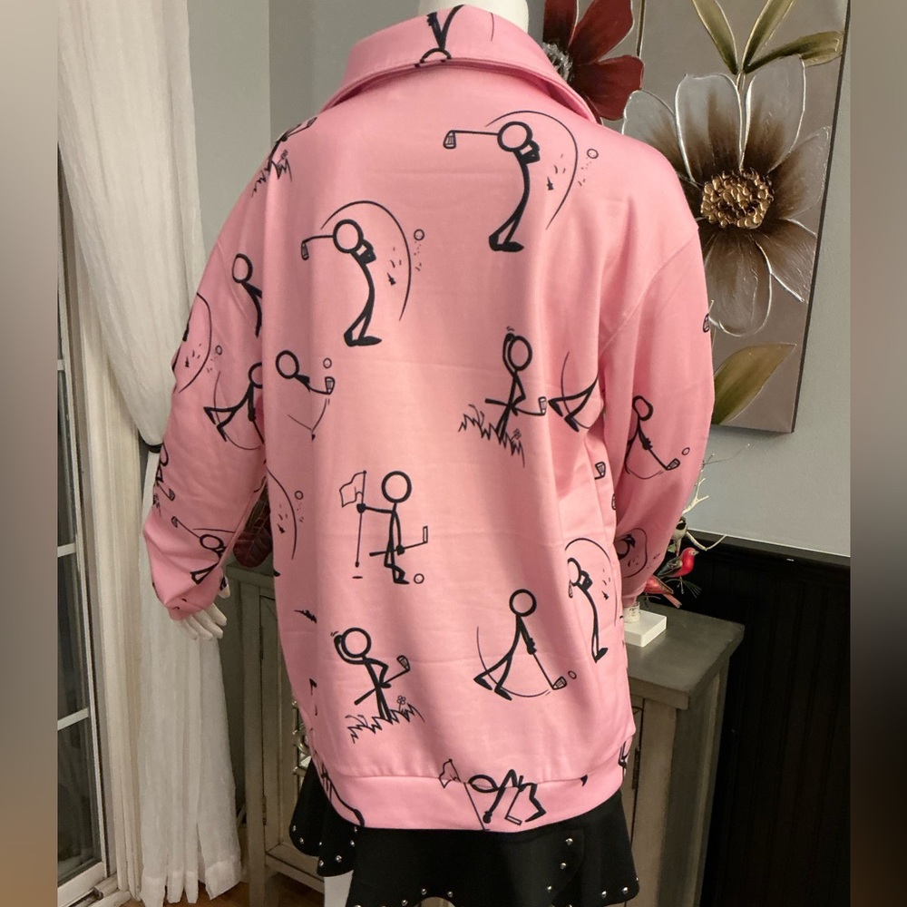 Acegolfs NWT Pink Stick Figure Golf Pullover Woman’s Size Large Activewear - Picture 11 of 13